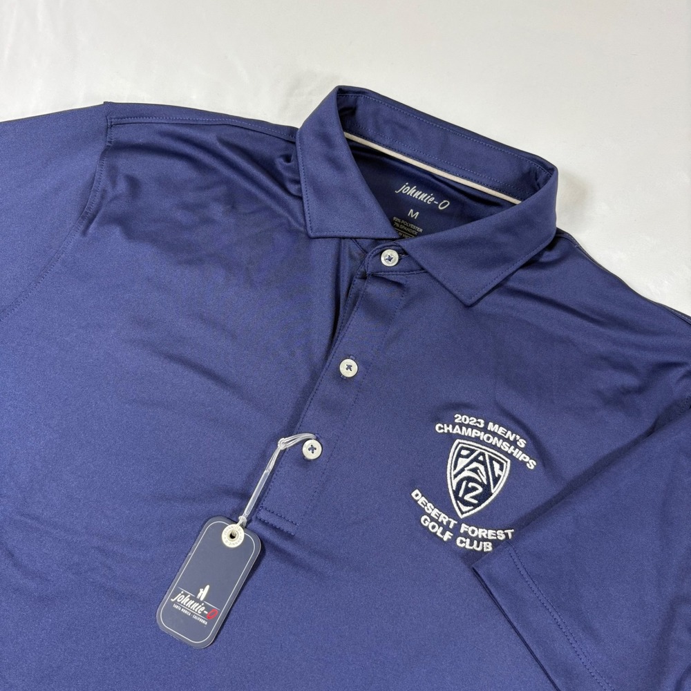 Johnnie-O Navy Blue Polo Shirt Mens M 2023 Pac-12 Golf Championship Preppy NEW